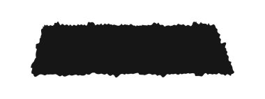 Yırtık kenarlı bir kağıt parçası. Eski papirüs veya harita dokusu. Yırtılmış karton etiket, etiket, çıkartma. Boş siyah dikdörtgen metin kutusu şablonu beyaz arkaplanda izole edildi. Vektör grafik illüstrasyonu