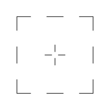 Hedef simgesi. Tam isabet. Görüş alanı belirleyici, keskin nişancı silahı, askeri optik. Odaklan, hedef, beyaz arka planda izole edilmiş resim çekimi. Vektör özet çizimi