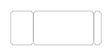 Piyango ya da kupon modeli. Uçak, konser, sinema, müze, festival, tiyatro, sirk için bilet ikonu, beyaz arka planda izole edilmiş sergi. Vektör özet çizimi