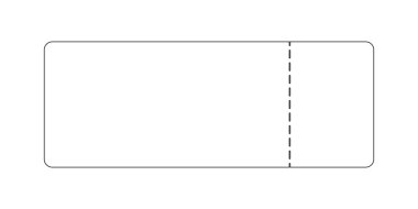 Taslak çekiliş ya da kupon ikonları. Uçağa binmek ya da konsere girmek için bilet, film, müze, festival, tiyatro, sirk, sergi beyaz arka planda izole edilmiş. Vektör grafik illüstrasyonu
