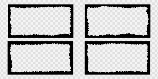 一组锯齿状矩形框架 用于拼贴 内缘撕破的纸片 装饰边框的老式风格孤立在透明的背景 矢量图形说明 图库矢量图片