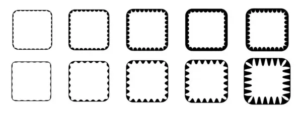 Set Cornici Quadrate Con Bordi Interni Ondulati Tags Etichette Adesivi — Vettoriale Stock