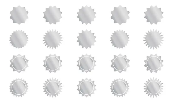 Set Zilveren Ronde Stickers Met Wiebelige Zigzagranden Shining Kwaliteitslabels Badges — Stockvector