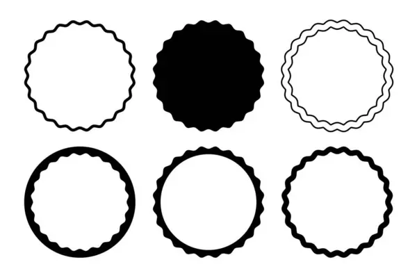一组不同的摆动圆框 圆圆的形状 边角分明 波浪形的照片小插曲 空文本框 剪贴簿的设计元素 矢量图形说明 — 图库矢量图片