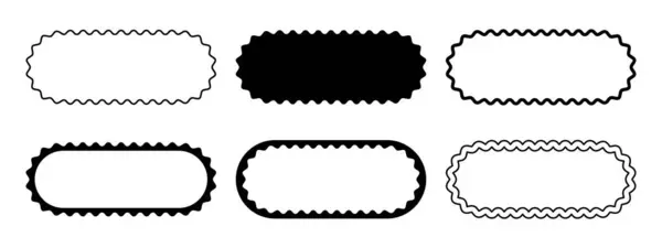 Conjunto Diferentes Marcos Ovalados Con Bordes Ondulados Forma Rectangular Con — Archivo Imágenes Vectoriales