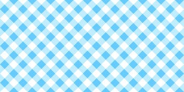 Mavi ve beyaz köşegen kumaş desenli. Masa örtüsü, piknik örtüsü, sepet peçete, havlu ya da mendil izi. Pamuk, keten ya da flanel tekstil tasarımı. Araştırılmış arka plan. Vektör düz resimleme.