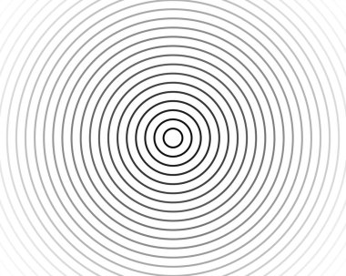 Konsantrik çemberler arka planda kayboluyor. Dalgalanmalar, radyasyon, güneş patlaması, radyo sinyali, hedef, sonar dalga duvar kağıdı. Hipnotik görsel efektli basit siyah beyaz çizimler.