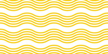 Dalgalı sarı yatay çizgiler. Ramen deseni. Makarna, tagliatelle ya da capellini arka planı. Erişte dokusu. Kavisli spagetti duvar kâğıdı. Geleneksel Japon yemek baskısı. Vektör düz resimleme.