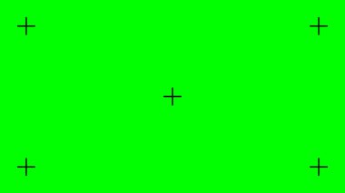 İzleme için çapraz işaretli yeşil ekran arkaplanı. Kromakey tekniği. Yapım aşamasında görsel efekt ya da VFX eklemek için video teknolojisi. Vektör düz resimleme.
