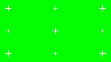 Beyaz iz sürme işaretli yeşil ekran arkaplan. Kromakey tekniği. Yapım aşamasında görsel efekt ya da VFX eklemek için video teknolojisi. Vektör düz resimleme.