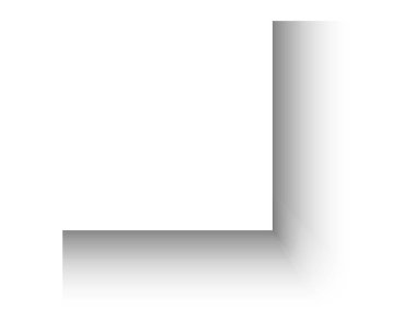 Kare kağıt sayfa, poster, pankart ya da paketleme kutusunun gölge efekti. Beyaz arka planda dikdörtgen köşe gölgesi var. Bulanık yumuşak şekilli. Vektör gerçekçi illüstrasyon.