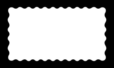 İç kenarları kıvrımlı olan dikdörtgen çerçeve. Dikdörtgen ayna, resim ya da foto vingette, boş metin kutusu, beyaz arkaplanda izole edilmiş etiket ya da etiket. Vektör grafik illüstrasyonu.