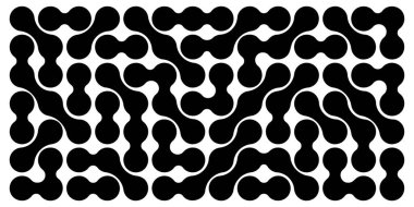 Bağlı meta-allar deseni. Devre dokusu. Sıvı damlalar veya biçimsiz şekiller. Beyaz arka planda izole edilmiş organik kabarcıklar veya nöronlar. Moda soyut duvar kâğıdı. Vektör grafik illüstrasyonu