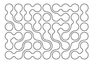 Metal deseni. Bağlı sıvı damlaları veya biçimsiz şekiller. Beyaz arka planda izole edilmiş organik kabarcıklar veya moleküller. Modern soyut duvar kağıdı. Vektör grafik illüstrasyonu.