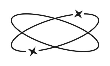 Parıltı simgeleriyle oval şekilleri çaprazladım. Moda y2k dekoratif unsur. Boho klasik süsü. Kozmik sembol. Vektör özet çizimi.