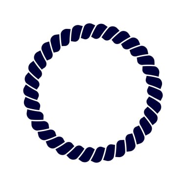 Yuvarlak halat çerçevesi beyaz arkaplanda izole edilmiş. İplik, sicim, kenevir ya da kablo dekorasyon elementleri. Denizcilik, yat ya da denizcilik tarzı süsler. Vektör grafik illüstrasyonu.