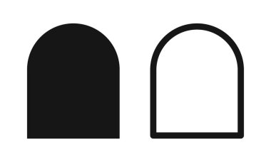 Kemer şeklinde ve çerçeveli. Archway kutuları. Pencere, kapı ya da portal siluetleri. Düğün davetiyesi için boş şablonlar ya da tebrik kartları, iş broşürleri, etkinlik afişleri. Vektör grafik illüstrasyonu.