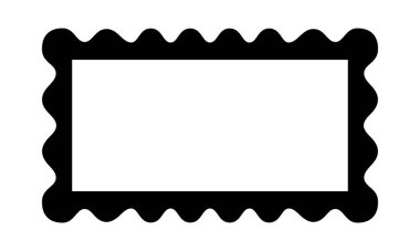 Dalgalı kenarlı dikdörtgen çerçeve. Deniz tarağı kenarlı dikdörtgen şekilli. Ayna, resim veya fotoğraf vignette, boş metin kutusu ya da afiş, etiket ya da etiket. Vektör grafik illüstrasyonu.