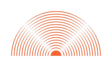 Gün doğumu ikonu. Ağrı yerelleştirme, ağrı veya iltihaplanma sembolü. Nabız, şok dalgası, titreşim veya radyasyon işareti. Kapsama alanı ya da hasar, radar ya da sonar sinyali pictogram. Vektör düz resimleme.