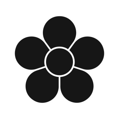 Çekirdekli ve 5 yapraklı çiçek silueti. Beyaz arkaplanda izole edilmiş yaprak şekilli beş eşit segmente bölünmüş diyagram. Veri sunumu için çiçek çizelgesi. Vektör grafik illüstrasyonu.