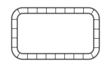 Dikdörtgen film şeridi. Beyaz arka planda izole edilmiş görüntü ya da kamera şeridi sınırı. Storyboard planı. Fotoğraflar kolaj şablonu. Vektör grafik illüstrasyonu.