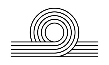 Döngü çizgileri. Geometrik şekil beyaz arkaplanda izole boho tarzında. Modern şablon için minimalist tasarım ögesi. Vektör grafik illüstrasyonu.