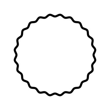 Kıvrımlı daire çerçevesi. Kıvrımlı kenarları olan yuvarlak bir şekil. Dalgalı vignette, ayna çerçeveleme, boş metin kutusu ya da etiket, albüm koleksiyonu için tasarım elemanı. Vektör grafik illüstrasyonu.