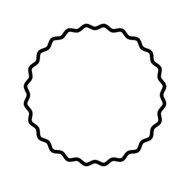 Wiggly circle frame. Round shape with curvy borders. Wavy vignette, mirror framing, empty textbox or tag, design element for scrapbooking albums. Vector graphic illustration. clipart