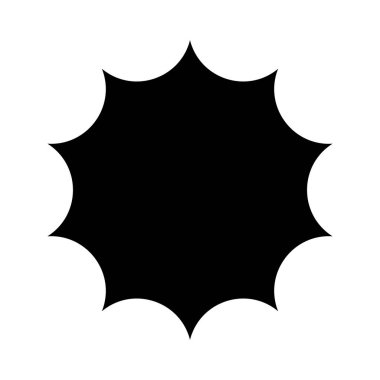 Siyah yıldız simgesi beyaz arkaplanda izole edildi. Güneş, pırıltı, pırıltı, yıldız patlaması ya da mücevher işareti. Işık, alev ya da parıltı, ışık ya da havai fişek, patlama, ışıltı sihirli sembol. Moda y2k resim grafiği.