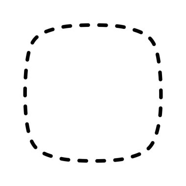 Kırık sincap ya da yuvarlak kenarlı kare. Beyaz arkaplanda izole edilmiş basit noktalı geometrik şekil. Pictogram 'ı kes. Vektör grafik illüstrasyonu.