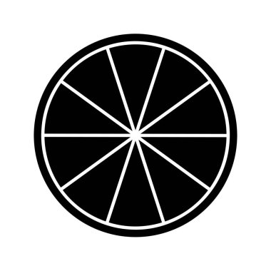 Siyah daire beyaz arka planda 10 parçaya bölündü. Yuvarlak şekil on eşit parçaya bölünmüş. Basit dairesel diyagram, istatistik çarkı, iş şeması. Vektör grafik illüstrasyonu.