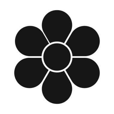 Çiçek silueti. Altı yapraklı çiçek diyagramı. Turta grafiği, beyaz arka planda izole edilmiş yaprak şekillerinde altı eşit segmente bölünmüştür. Veri sunumu için düzenleme. Vektör grafik illüstrasyonu.