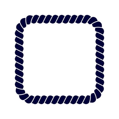 Kare halat iskeleti. İplik, kenevir sicim, kenevir, çelik kablo dekoratif element. Vignette denizcilik, yat ya da denizcilik tarzında. Deniz ya da okyanus temalı süs. Vektör grafik illüstrasyonu.