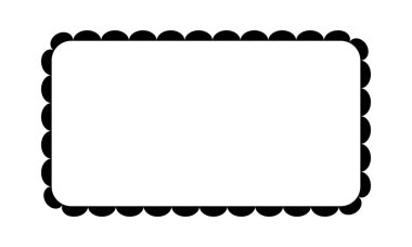 Deniztarağı kenarlıklı dikdörtgen çerçeve. Beyaz arkaplanda izole edilmiş dantel kenarlı resim veya ayna için dikdörtgen vignette. Boş etiket, kutu veya etiket şablonu. Vektör grafik illüstrasyonu.