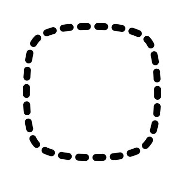 Kırık sincap ya da yuvarlak kenarlı kare. Beyaz arka planda izole edilmiş dikişli basit geometrik şekil. Pictogram 'ı kes. Vektör grafik illüstrasyonu.