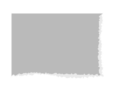 Yırtık kenarlı kağıt parçası beyaz arka planda izole edilmiş. Yırtık karton etiket, etiket, eski tarz çıkartma. Not, not, kolaj parçası. Yırtık pırtık kutu. Vektör illüstrasyonu.