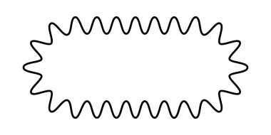 Dalgalı kenarlı oval dikdörtgen. Kıvrımlı kenarları olan dikdörtgen şekilli. Boş metin kutusu, konuşma balonu, etiket ya da etiket şablonu. Vektör grafik illüstrasyonu.