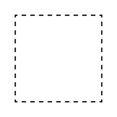 Noktalı kare formu beyaz arkaplanda izole edildi. Yaralı dikişli basit geometrik şekil. İndirim ya da indirim için resim çektir. Vektör özet çizimi.