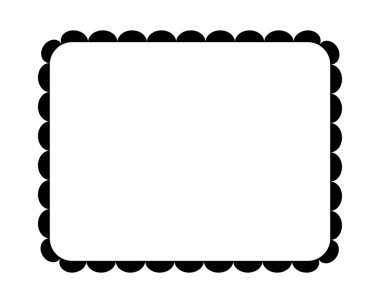 Deniztarağı kenarlıklı dikdörtgen çerçeve. Beyaz arka planda izole edilmiş fırfırlı kenarlı resim ya da ayna için Vignette. Vektör grafik illüstrasyonu.