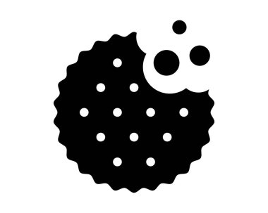 Kırıntılı kraker silueti. Tatlı ya da tuzlu bisküviler yuvarlak şeklinde. Popüler atıştırmalıklar beyaz arka planda izole edilmiş. Vektör grafik illüstrasyonu.