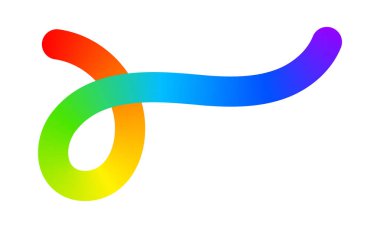 Gökkuşağı renkli kıvrımlı çizgi beyaz arka planda izole edilmiş. Güzel renkli kıvrımlar. Değişik bir etkisi olan çok renkli organik karalama figürü. Vektör illüstrasyonu.