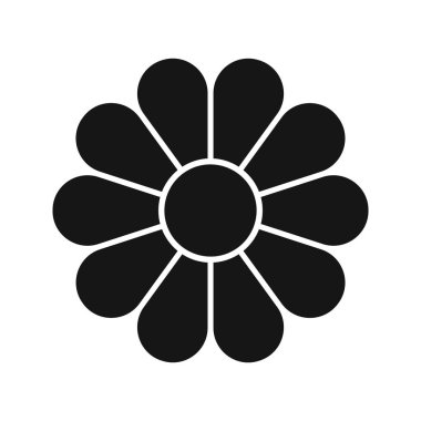 Papatya ya da 10 yapraklı Gerbera çiçeği silueti. Flover grafiği beyaz arka planda izole edilmiş yaprak şekillerinde on eşit parçaya bölünmüştür. Veri sunumu için düzenleme. Vektör grafik illüstrasyonu.