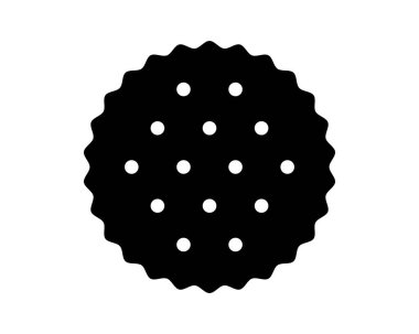 Tüm yuvarlak kraker silueti. Tatlı ya da tuzlu bisküvi. Popüler atıştırmalıklar beyaz arka planda izole edilmiş. Vektör grafik illüstrasyonu.