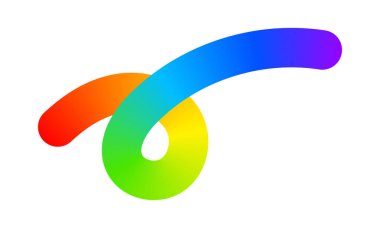 Gökkuşağı renkli karalamalar beyaz arka planda izole edilmiş. Döngüsü olan çok renkli kıvırcık çizgi. Gradyan etkisi olan organik karalama figürleri. Vektör illüstrasyonu.