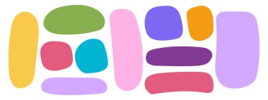 Çizim tarzında sevimli metin kutusu çerçeveleri. Beyaz arka planda izole edilmiş etiketler, konuşma ya da alıntı baloncukları için organik şekiller. Elle çizilmiş asimetrik geometrik formlar. Vektör düz resimleme.