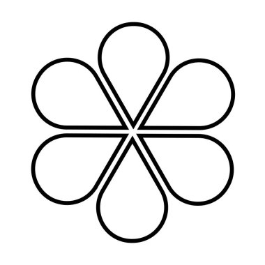 Çiçek diyagramı altı eşit parçaya bölünmüştür. Beyaz arka planda 6 taç yaprağı olan çiçek tartı grafiği. Veri sunumu için şablon. Vektör grafik illüstrasyonu.