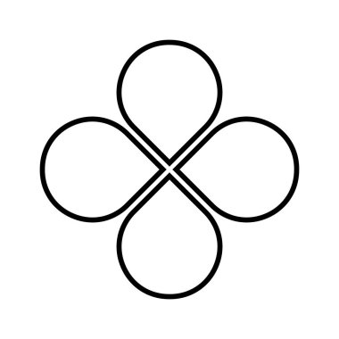 Yonca simgesi. Çiçek diyagramı dört eşit parçaya bölünmüştür. Beyaz arka planda 4 taç yaprağı olan çiçek çizelgesi. Veri sunumu için şablon. Vektör grafik illüstrasyonu.