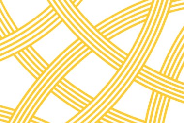 Sarı kıvrımlı çizgiler. Ramen ya da erişte deseni. Makarna, tagliatelle ya da capellini arka planı. Dalgalanmamış spagetti dokusu. Geleneksel İtalyan, Japon yemek baskısı Çin yemeği. Vektör düz resimleme.