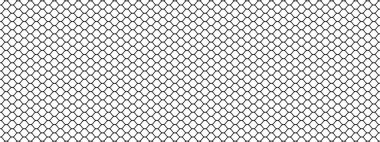 Balıkçılık ya da futbol ağı deseni. Siyah ağ dokusu beyaz arkaplanda izole edilmiş. Metalik çit, kafes ya da kafes yapısı. Soyut geometrik minimalist baskı. Vektör Grafik İllüstrasyonu.