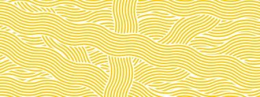 Kaotik düzende kıvrımlı sarı çizgiler. Ramen, makarna ya da erişte sosu. Tagliatelle, spagetti ya da capellini. Geleneksel İtalyan, Japon yemek baskısı Çin yemeği. Vektör illüstrasyonu.